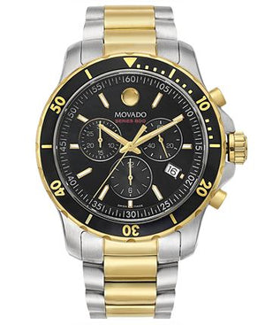 Movado Series 800 Chronograph Black Dial Two Tone Steel Strap Watch For Men - 2600146 Buy Now By Movado