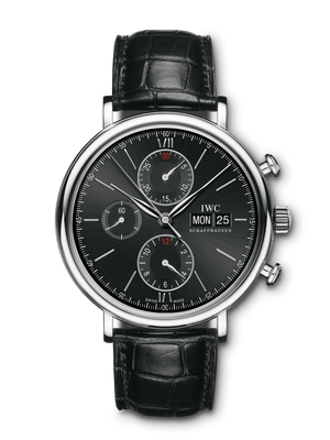 IWC Portofino Chronograph Black Dial Black Leather Strap Watch for Men - IW391029 Buy Now By IWC