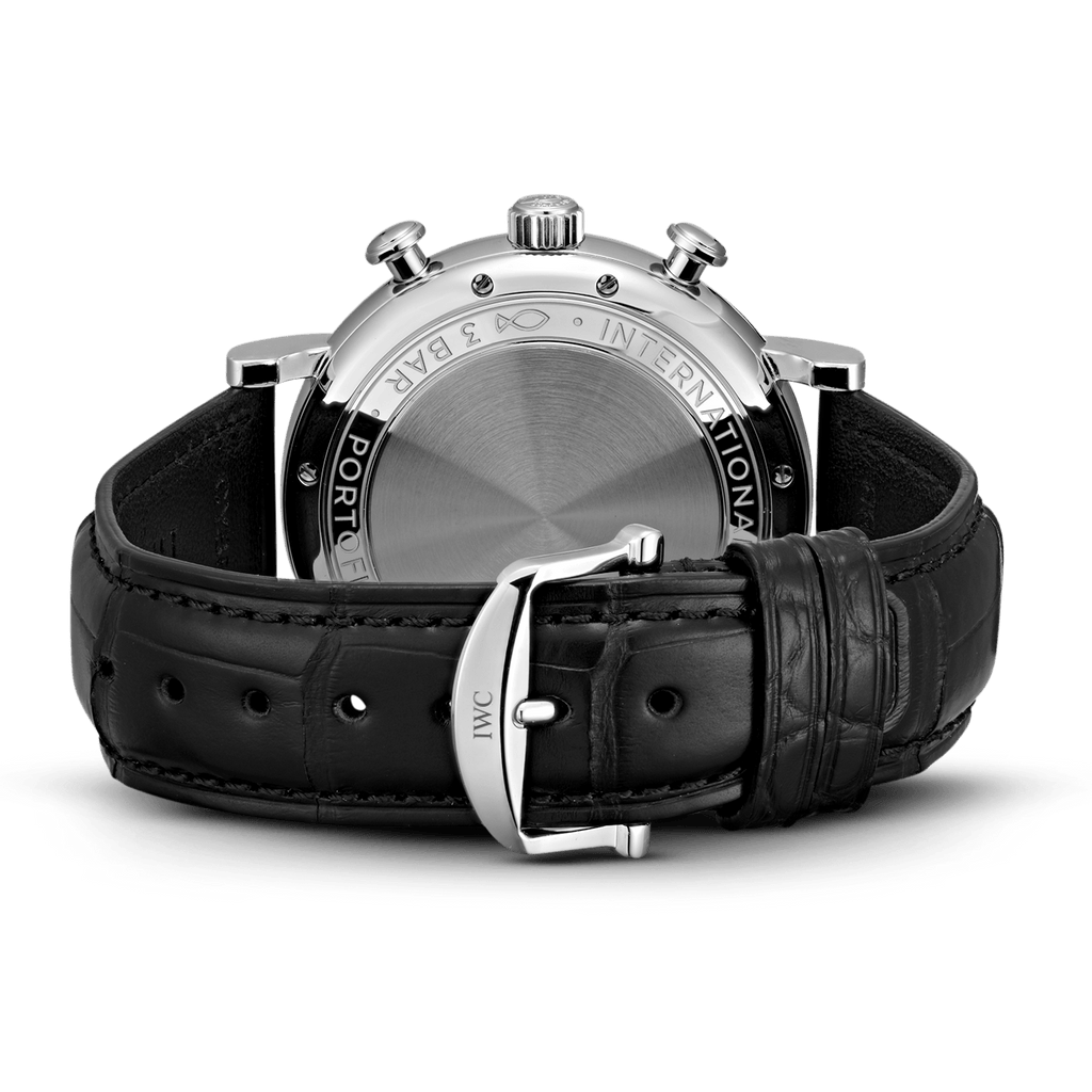 IWC Portofino Chronograph Black Dial Black Leather Strap Watch for Men - IW391029 Buy Now By IWC