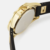 Guess Queen Quartz Gold Dial Black Silicone Strap Watch For Women - GW0536L3 Buy Now By Guess