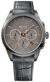 Hugo Boss Onyx Chronograph Grey Dial Black Leather Strap Watch For Men - HB1513366 Buy Now By Hugo Boss