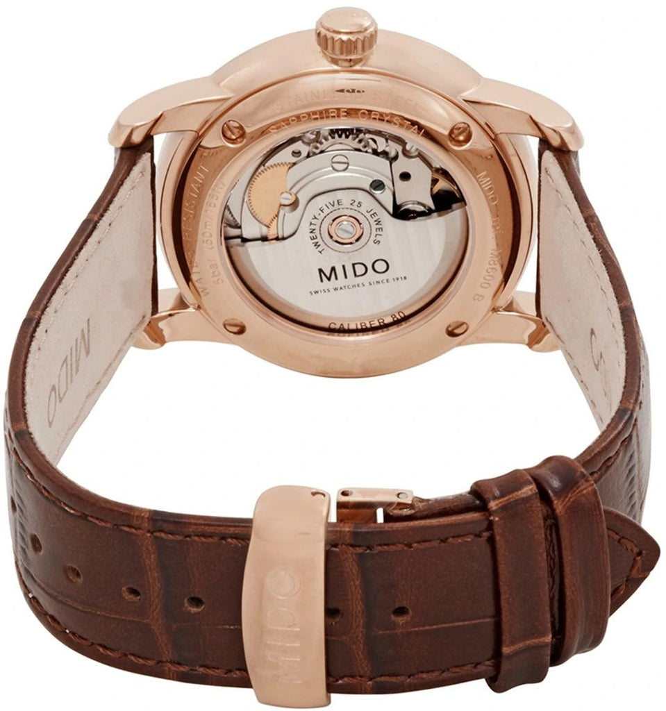 Mido Baroncelli III Automatic Diamonds Brown Dial Brown Leather Strap Watch For Women - M7600.3.64.8 Buy Now By Mido