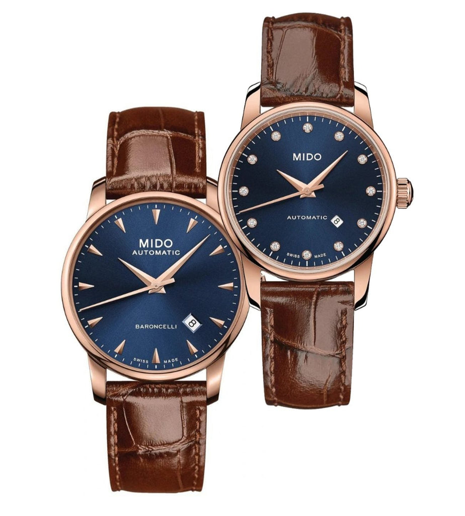 Mido Baroncelli III Automatic Blue Dial Brown Leather Strap Watch For Men - M8600.3.15.8 Buy Now By Mido