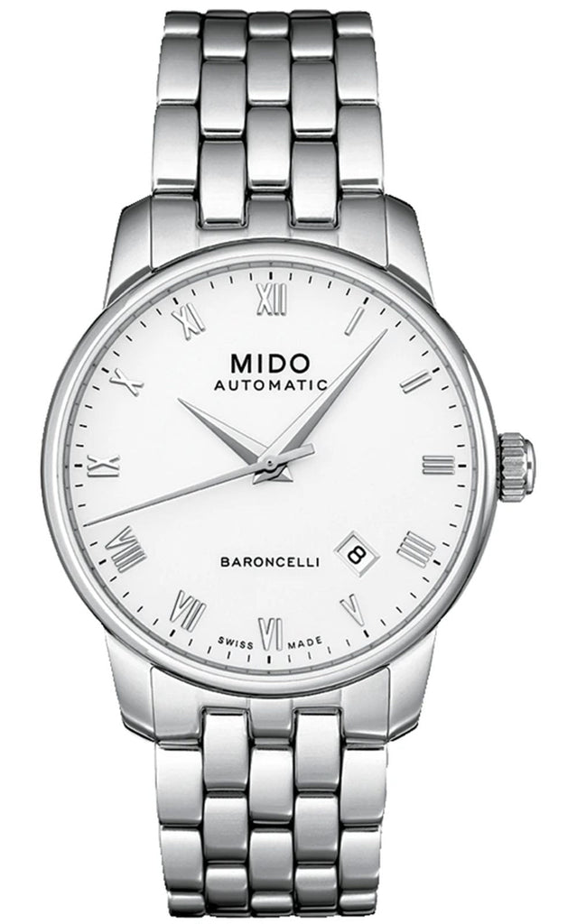 Mido Baroncelli III Automatic White Dial Silver Steel Strap Watch For Women - M7600.4.26.1 Buy Now By Mido