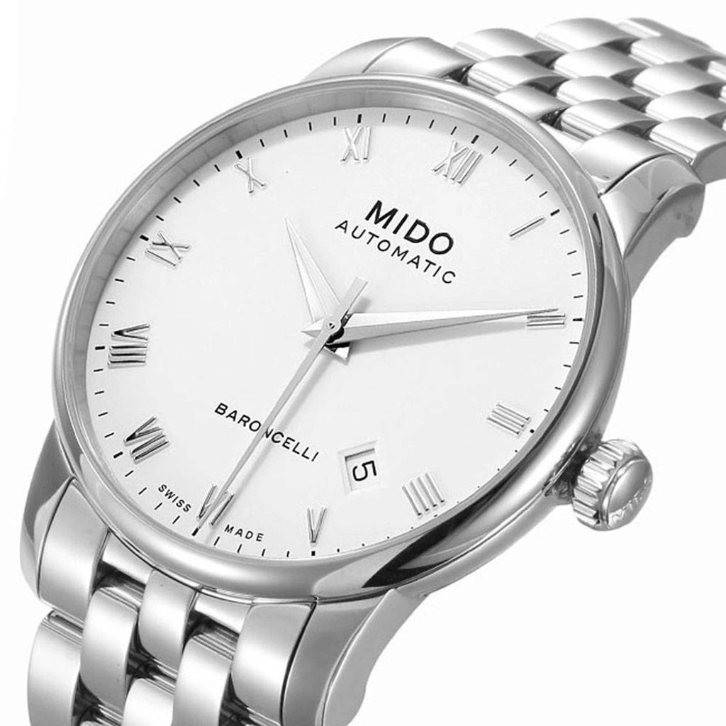 Mido Baroncelli III Automatic White Dial Silver Steel Strap Watch For Women - M7600.4.26.1 Buy Now By Mido