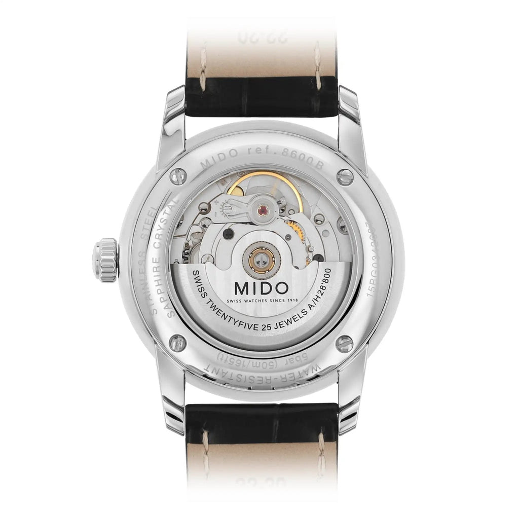 Mido Baroncelli III Automatic Silver Dial Black Leather Strap Watch For Women - M7600.4.21.4 Buy Now By Mido