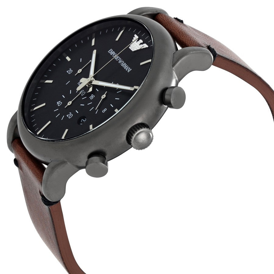 Emporio Armani Classic Chronograph Black Dial Brown Leather Strap Watch For Men - AR1919 Buy Now By Emporio Armani
