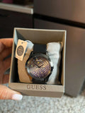 Guess Crush Crystals Silver Dial Black Rubber Strap Watch for Women - W1223L4 Buy Now By Guess