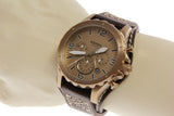 Fossil Nate Chronograph Gold Dial Brown Leather Strap Watch for Men - JR1495 Buy Now By Fossil