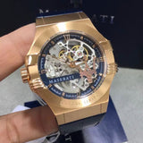 Maserati Automatic Skeleton Dial Rose Gold Blue Leather Strap Watch For Men - R8821108022 Buy Now By Maserati
