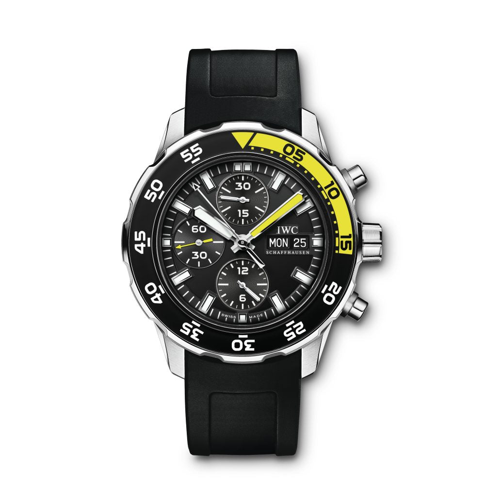 IWC Aquatimer Automatic Chronograph Black Dial Black Rubber Strap Watch for Men - IW376709 Buy Now By IWC