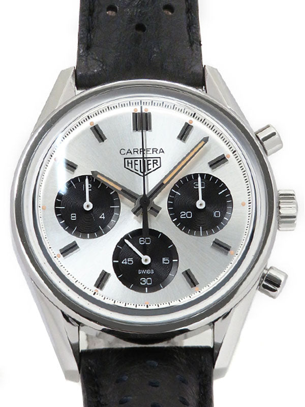 Tag Heuer Carrera Chronograph 60th Anniversary Silver Dial Black Leather Strap Watch for Men - CBK221H.FC8317 Buy Now By Tag Heuer