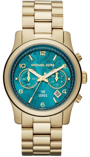 Michael Kors Runway Stop Hunger Blue Dial Gold Steel Strap Watch for Men - MK8315 Buy Now By Michael Kors