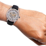 Fossil Townsman Automatic Skeleton Silver Dial Black Leather Strap Watch for Men - ME3041 Buy Now By Fossil