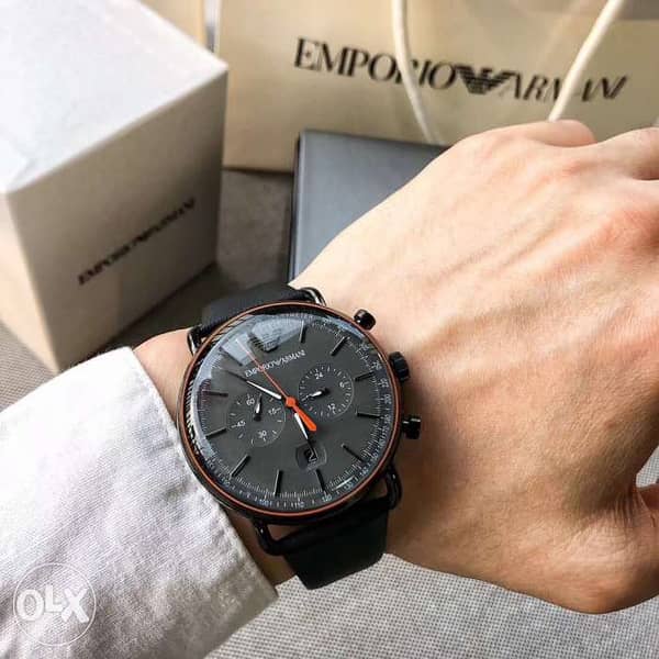 Emporio Armani Aviator Grey Dial Grey Leather Strap Watch For Men - AR11168 Buy Now By Emporio Armani