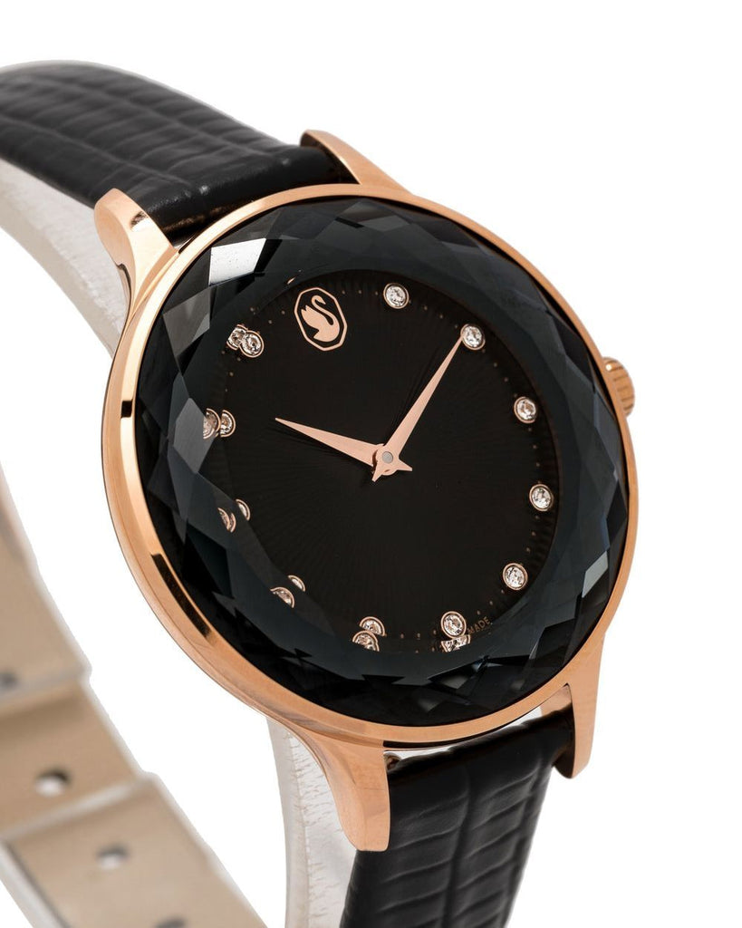 Swarovski Octea Nova Black Dial Black Leather Strap Watch for Women - 5650033 Buy Now By Swarovski
