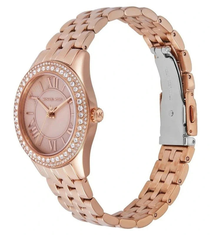Michael Kors Harlowe Three-Hand Rose Gold Dial Rose Gold Steel Strap Watch for Women - MK4845 Buy Now By Michael Kors