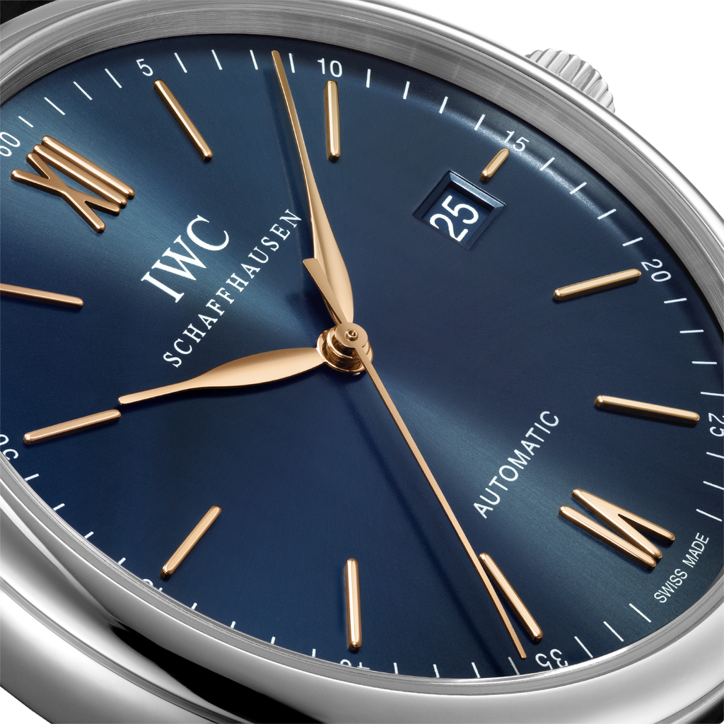 IWC Portofino Automatic Blue Dial Black Leather Strap Watch for Men - IW356523 Buy Now By IWC