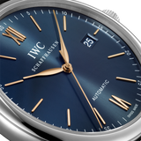 IWC Portofino Automatic Blue Dial Black Leather Strap Watch for Men - IW356523 Buy Now By IWC