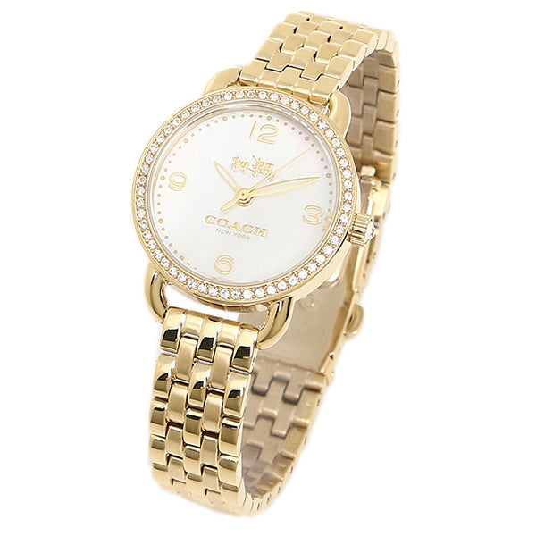 Coach Delancey Mother of Pearl Dial Gold Steel Strap Watch for Women - 14502478 Buy Now By Coach
