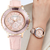 Swarovski Octea Lux Chrono Pink Dial Pink Leather Strap Watch for Women - 5452501 Buy Now By Swarovski