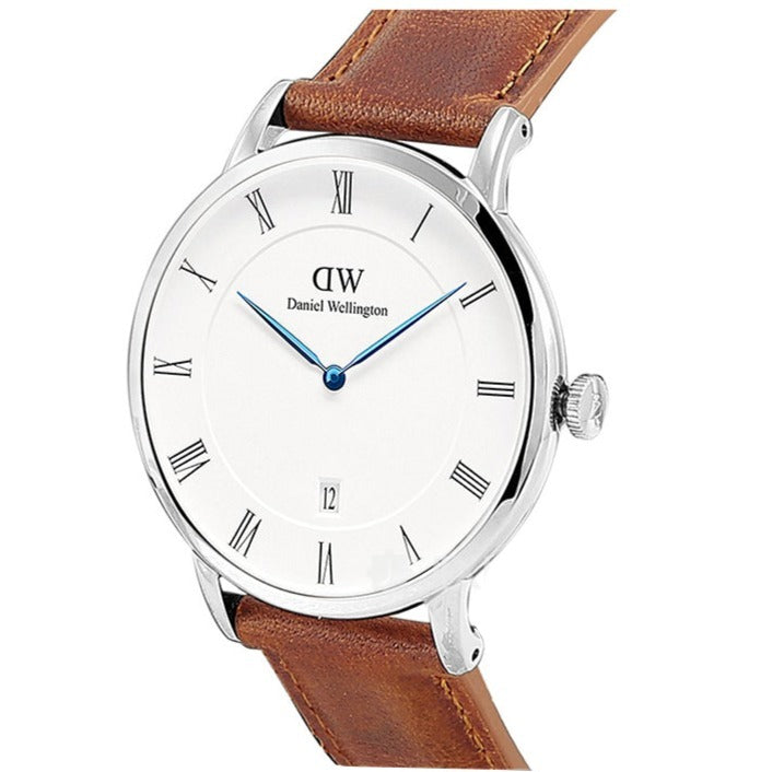 Daniel Wellington Dapper Durham White Dial Brown Leather Strap Watch For Men - DW00100116 Buy Now By Daniel Wellington