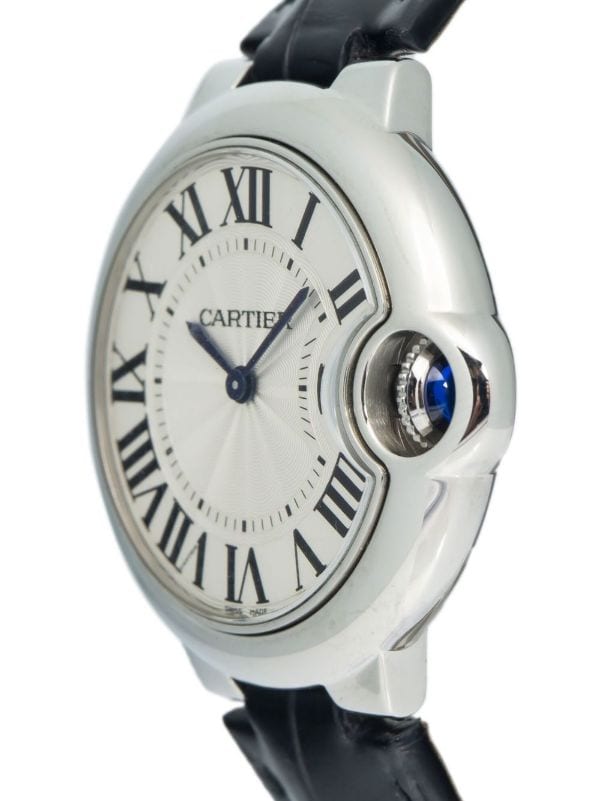 Cartier Ballon Bleu De Cartier Silver Dial Black Leather Strap Watch for Women - WSBB0034 Buy Now By Cartier