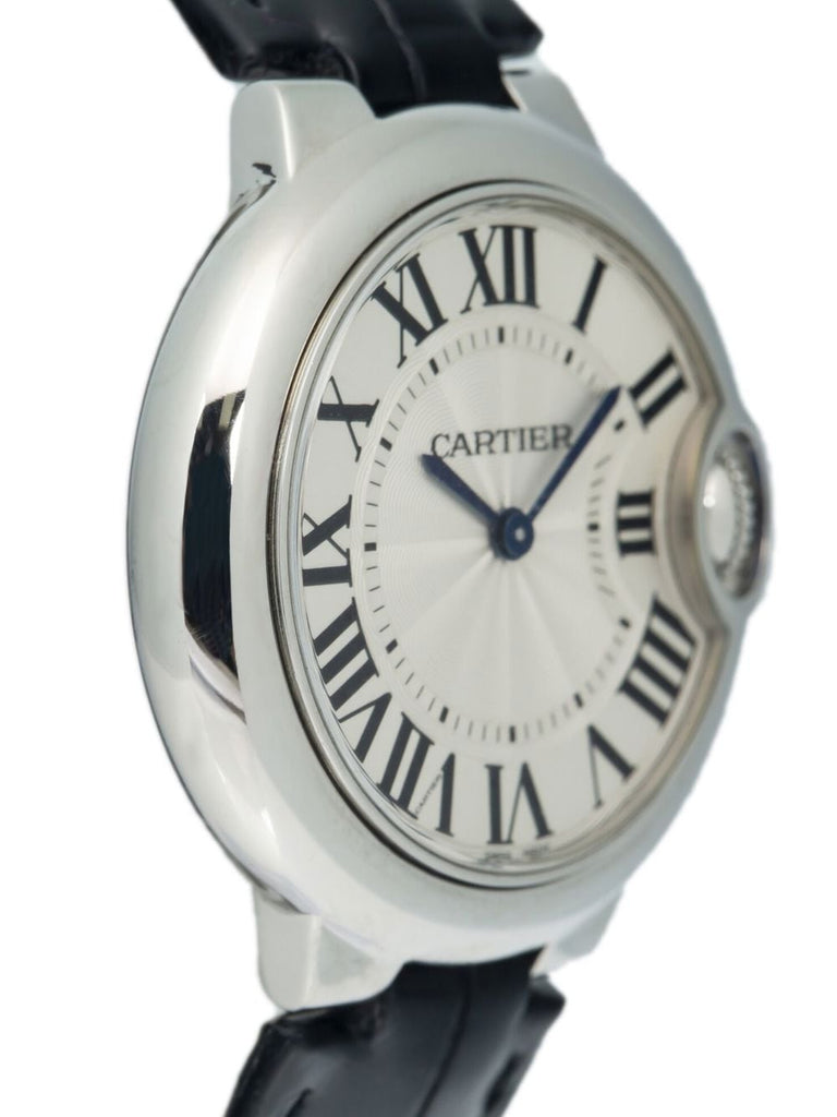 Cartier Ballon Bleu De Cartier Silver Dial Black Leather Strap Watch for Women - WSBB0034 Buy Now By Cartier