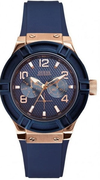 Guess Jet Setter Analog Quartz Blue Dial Blue Rubber Strap Watch For Women - W0571L1 Buy Now By Guess