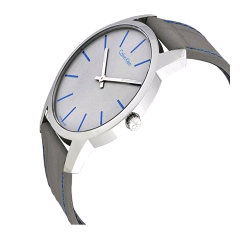 Calvin Klein City Silver Dial Grey Leather Strap Watch for Men - K2G211Q4 Buy Now By Calvin Klein