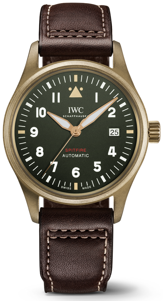 IWC Pilot's Watch Automatic Spitfire Green Dial Brown Leather Strap Watch for Men - IW326802 Buy Now By IWC