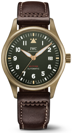 IWC Pilot's Watch Automatic Spitfire Green Dial Brown Leather Strap Watch for Men - IW326802 Buy Now By IWC