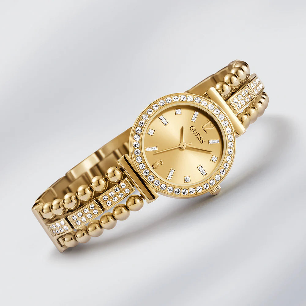 Guess Gala Diamonds Gold Dial Gold Steel Strap Watch for Women - GW0401L2 Buy Now By Guess