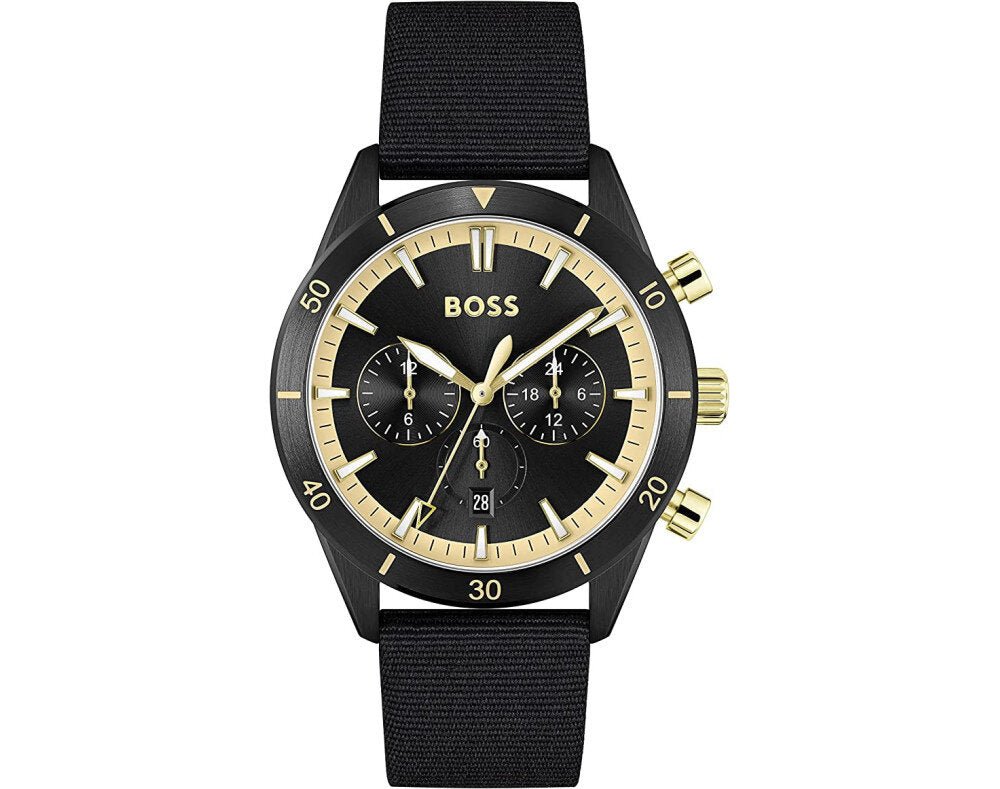 Hugo Boss Santiago Black Dial Black Nylon Strap Watch for Men - 1513935 Buy Now By Hugo Boss