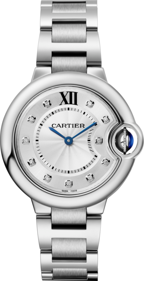 Cartier Ballon Bleu De Cartier Diamonds Silver Dial Silver Steel Strap Watch for Women - W4BB0022 Buy Now By Cartier