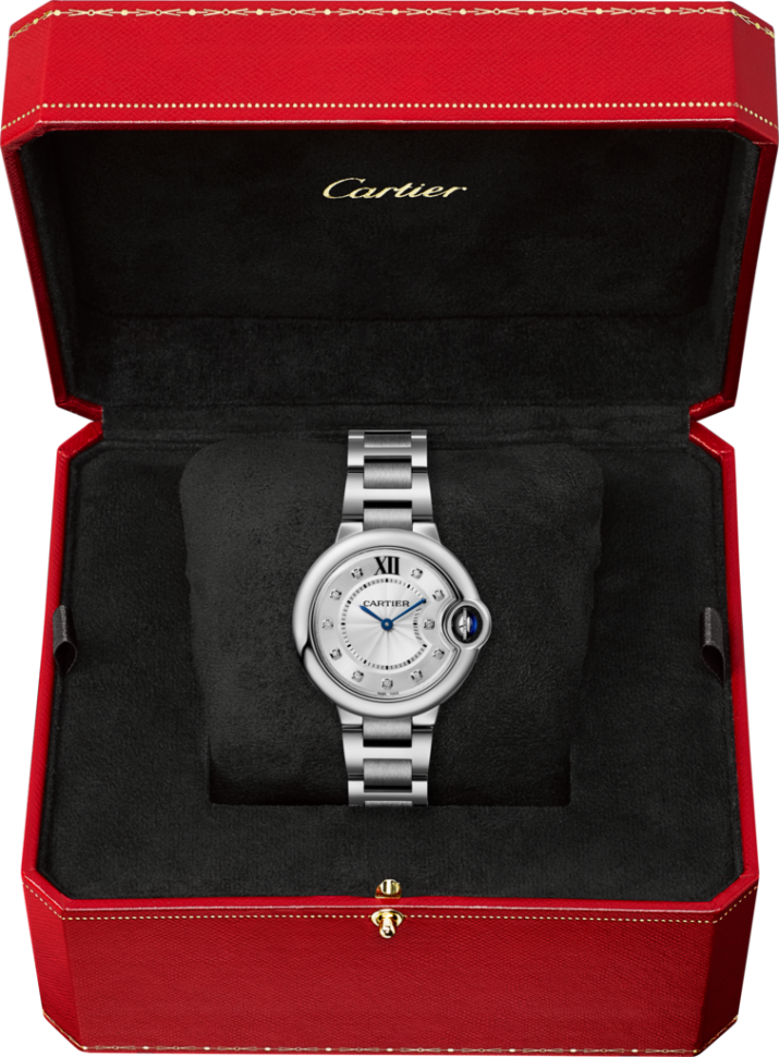 Cartier Ballon Bleu De Cartier Diamonds Silver Dial Silver Steel Strap Watch for Women - W4BB0022 Buy Now By Cartier