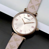 Emporio Armani Analog Grey Dial Pink Leather Strap Watch For Women - AR11126 Buy Now By Emporio Armani