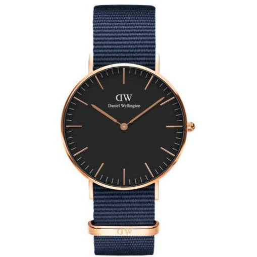 Daniel Wellington Classic Bayswater Black Dial Black NATO Strap Watch For Women - DW00100281 Buy Now By Daniel Wellington