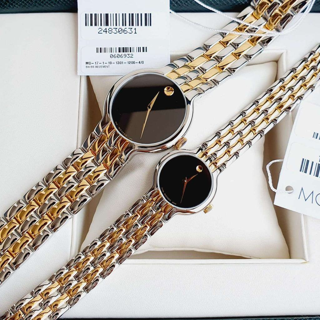 Movado Veturi Quartz Black Dial Two Tone Steel Strap Watch for Women - 0606933 Buy Now By Movado