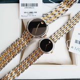 Movado Veturi Quartz Black Dial Two Tone Steel Strap Watch for Women - 0606933 Buy Now By Movado