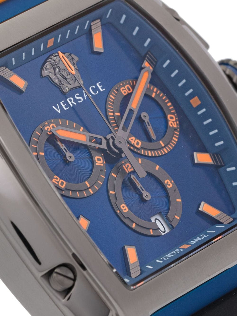 Versace Iconic Dominus Chronograph Blue Dial Blue Rubber Strap Watch For Men - VE6H00323 Buy Now By Versace