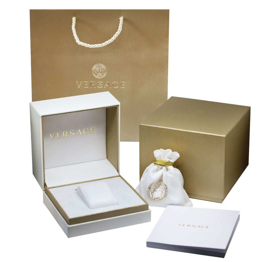 Versace Greca Logo Moonphase Mother of Pearl Dial Two Tone Steel Strap Watch for Women - VE7G00524 Buy Now By Versace