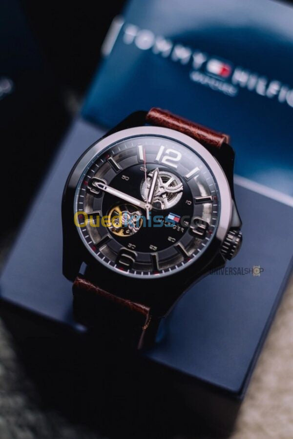Tommy Hilfiger Bruce Automatic Black Dial Brown Leather Strap Watch for Men - 1791280 Buy Now By Tommy Hilfiger