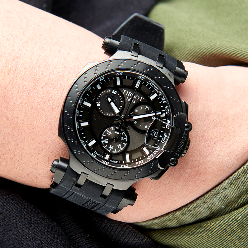 Tissot T Race Chronograph Anthracite Black Dial Black Silicone Strap Watch For Men - T115.417.37.061.03 Buy Now By Tissot