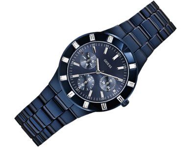 Guess Glisten Analog Blue Dial Blue Steel Strap Watch for Women - W0027L3 Buy Now By Guess