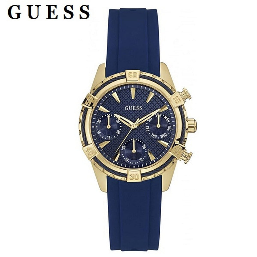 Guess Catalina Blue Gold Tone Blue Silicone Strap Watch For Women - W0562L2 Buy Now By Guess