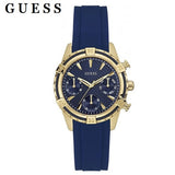 Guess Catalina Blue Gold Tone Blue Silicone Strap Watch For Women - W0562L2 Buy Now By Guess