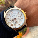 Fossil Grant Chronograph White Dial Brown Leather Strap Watch for Men - FS4991 Buy Now By Fossil