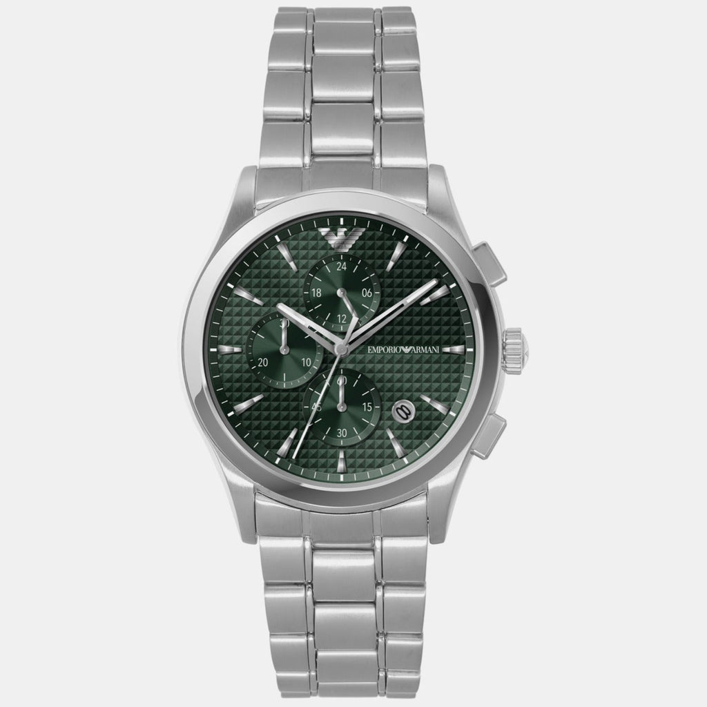 Emporio Armani Paolo Chronograph Green Dial Silver Steel Strap Watch For Men - AR11529 Buy Now By Emporio Armani