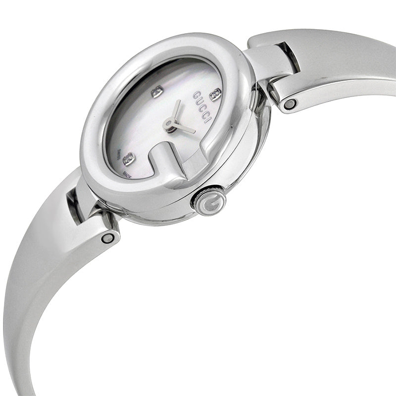 Gucci Guccissima Diamonds Mother of Pearl Dial Silver Steel Strap Watch For Women - YA134504 Buy Now By Gucci